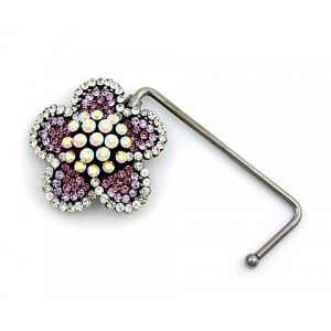 Bag Hanger - 12 PCS  - Rhinestone Flower - Amethyst -BH-GB1292AM